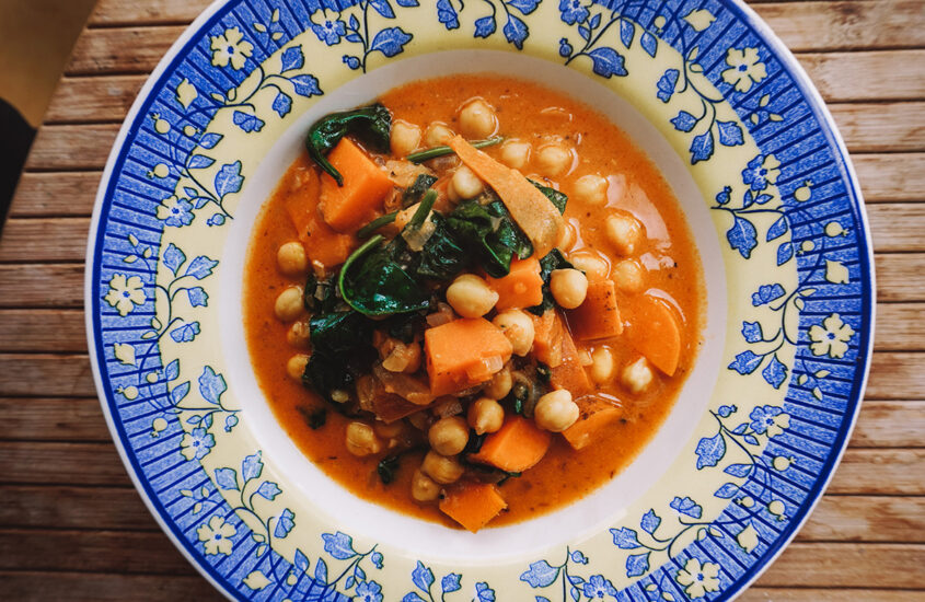 Ensopado de batata doce e Tahini